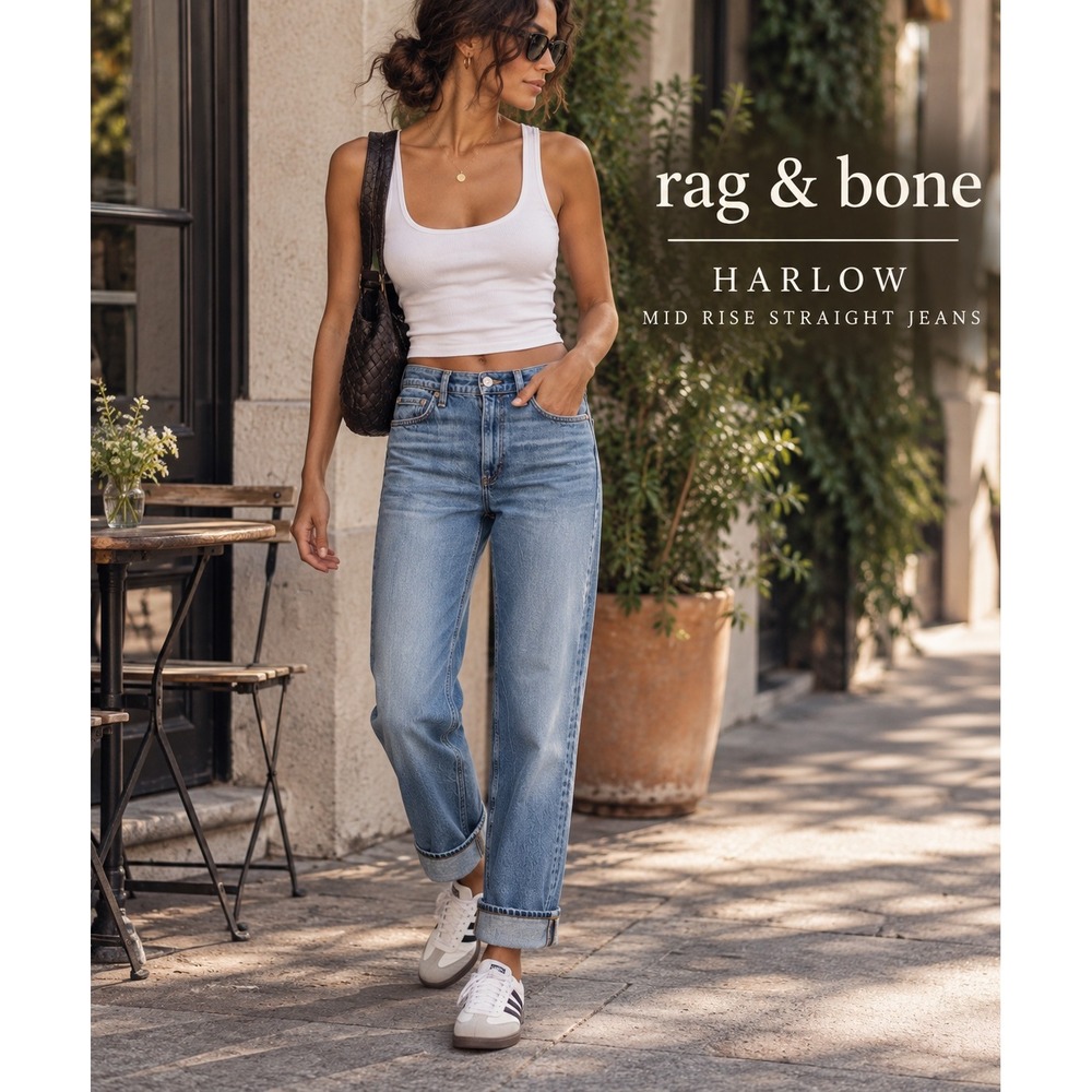 rag & bone Harlow Mid Rise Straight Jeans | 28